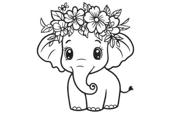 Adorable Baby Elephant with Flower Crown