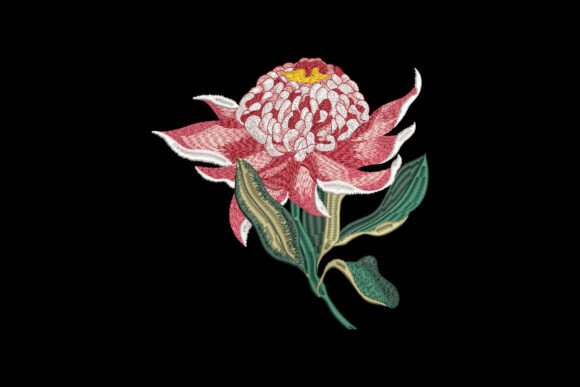 Blossom of Fire: A Bold and Vibrant Embroidery Design
