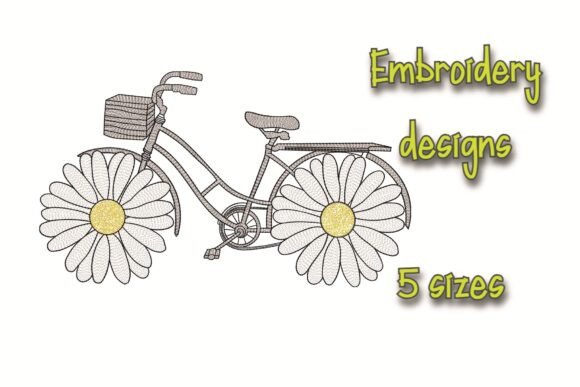 Chamomile Bike Embroidery for Cozy Sweatshirts