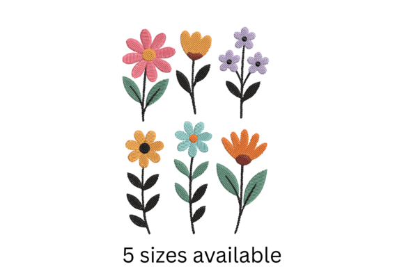 Charming Colorful Flower Embroidery Design