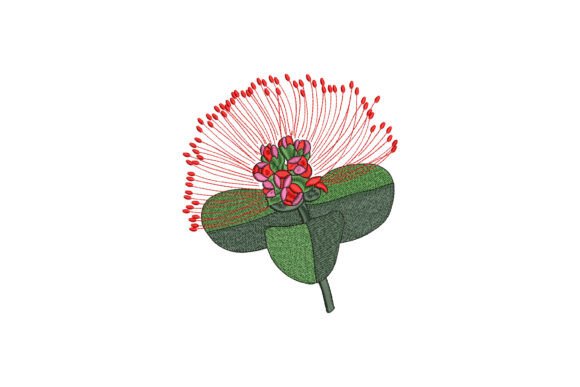 Charming Red Pohutukawa Embroidery Design