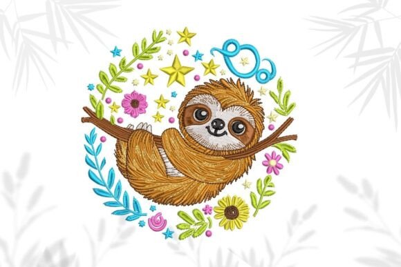 Charming Sloth Embroidery Design for Holidays