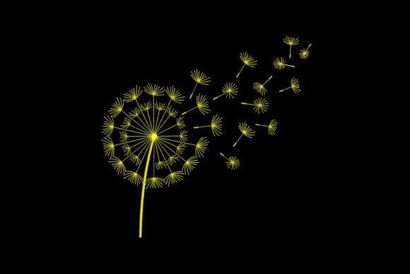 Charming Yellow Dandelion Flower Embroidery