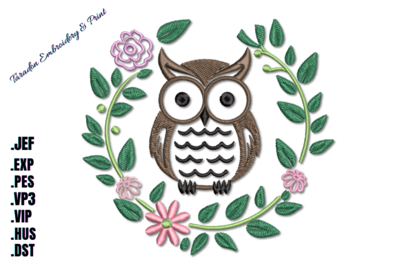 Enchanted Owl Blooms: A Magical Embroidery Design