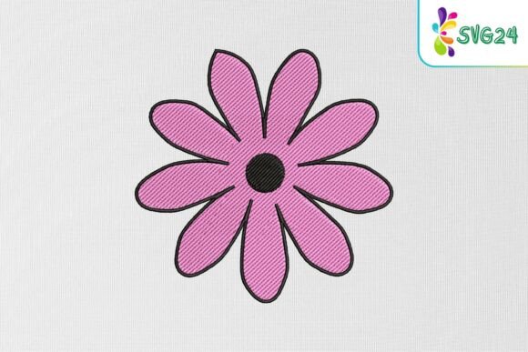 Pink Daisy Flower: A Charming Embroidery Design
