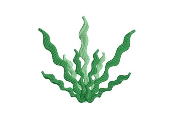 Vibrant Wavy Seaweed Cluster Embroidery